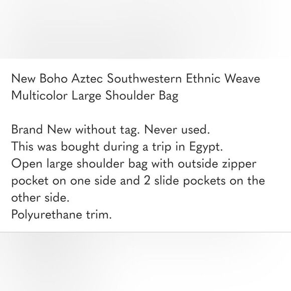 New Boho Aztec Southwestern Ethnic Weave Colorful Multicolor Large Shoulder Bag - Picture 10 of 10